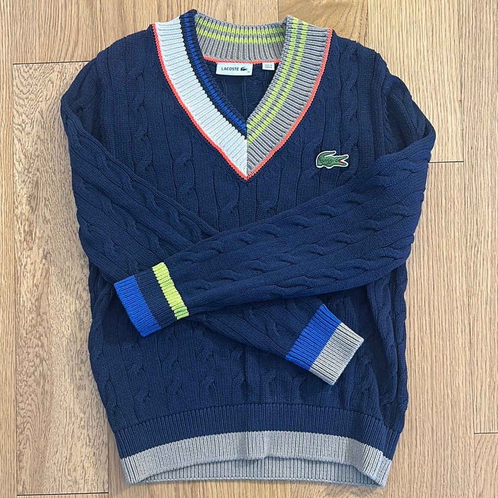 Lacoste Women’s Navy Sweater with Multicolor Accents